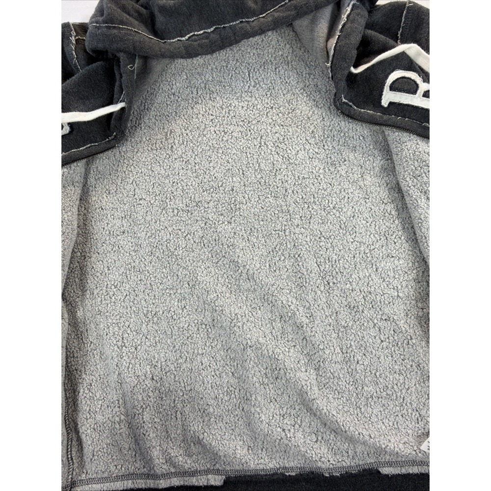 Aeropostale Sherpa Lined Hoodie Men's M Gray Full Zip Distressed - Picture 8 of 12